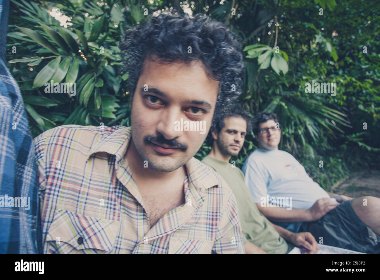 Kassin, Moreno and Domenico of Mais Dois in the Parque Lage, Rio de Janeiro, Brazil Stock Photo