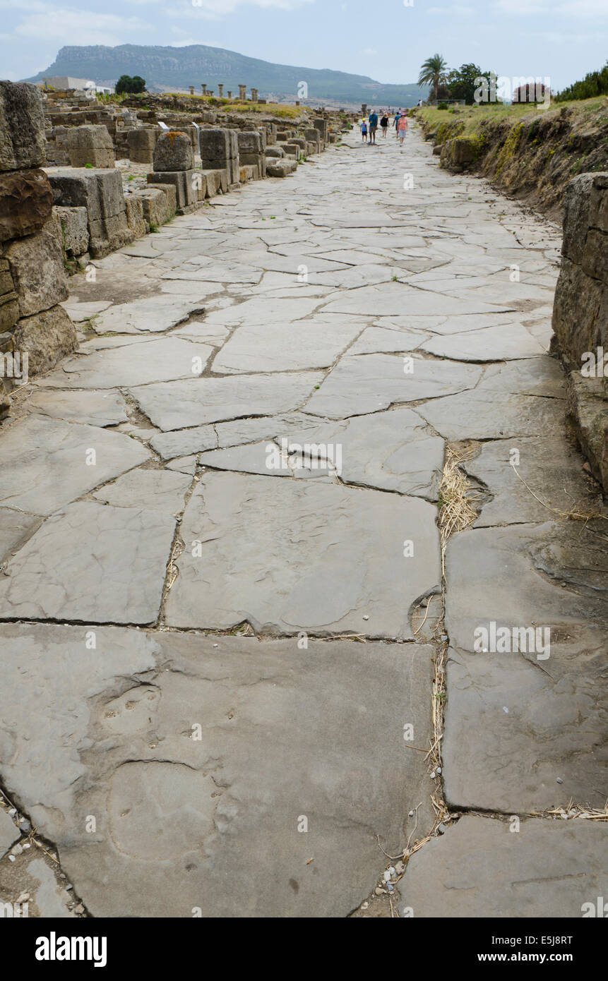 Ancient roman pavement, roman ruins of Baelo Claudia, Bolonia, Costa de la Luz, Cadiz, Spain. Stock Photo