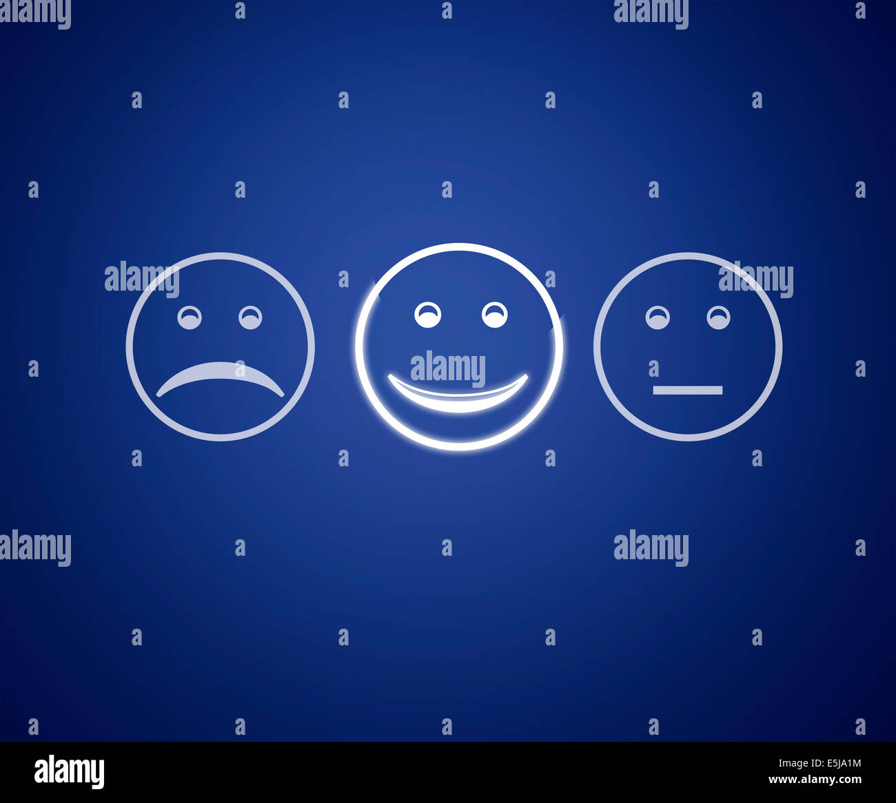 Emoticons screen customer service evaluation form. Stock Photo