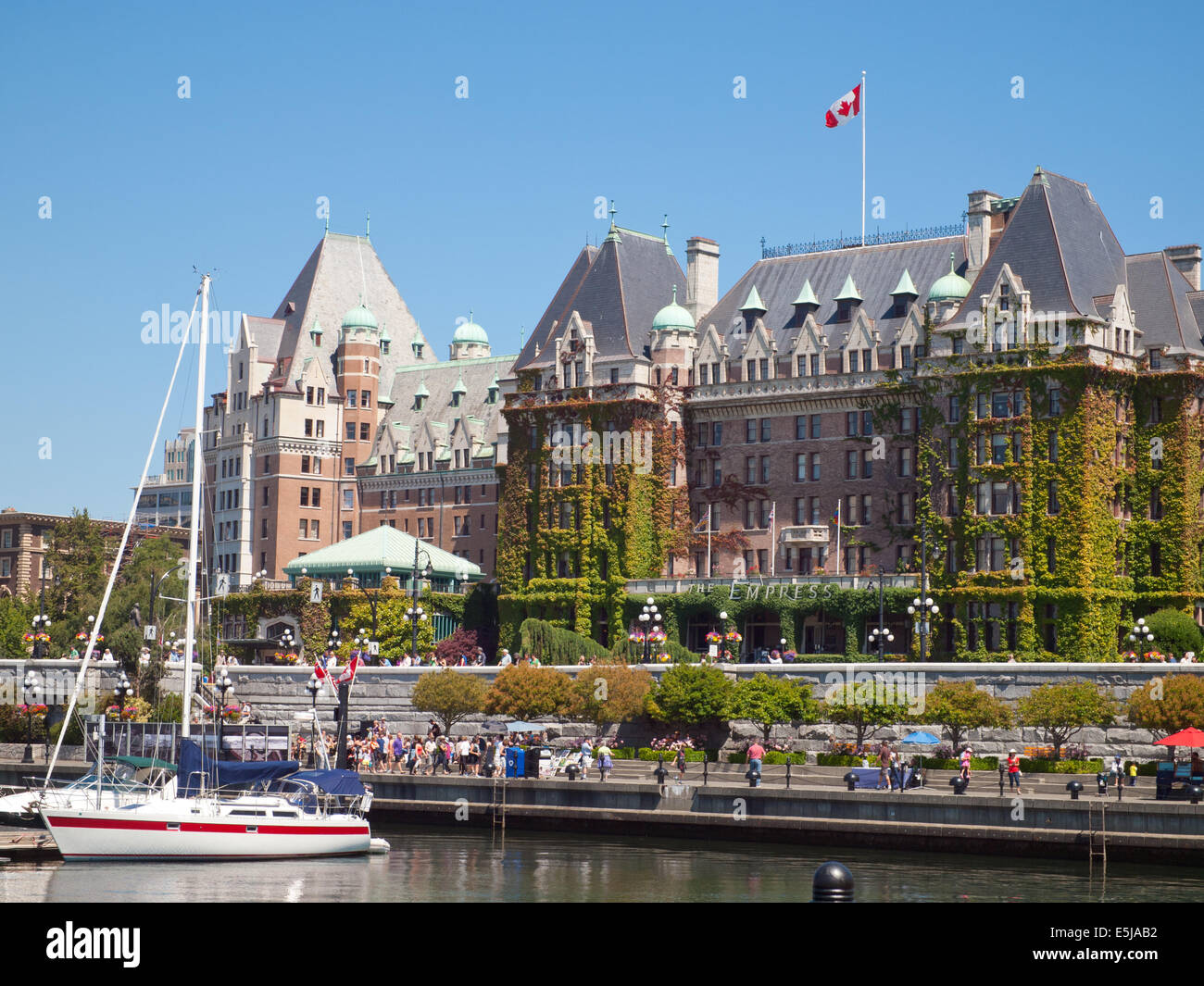 A view of the Inner Harbour and Fairmont Empress Hotel in Victoria, British Columbia, Canada. Stock Photo