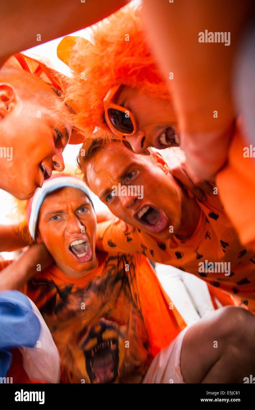 Netherlands, Amsterdam, World Cup Football. Spain. Museumplein. Supporters gathering together. Stock Photo