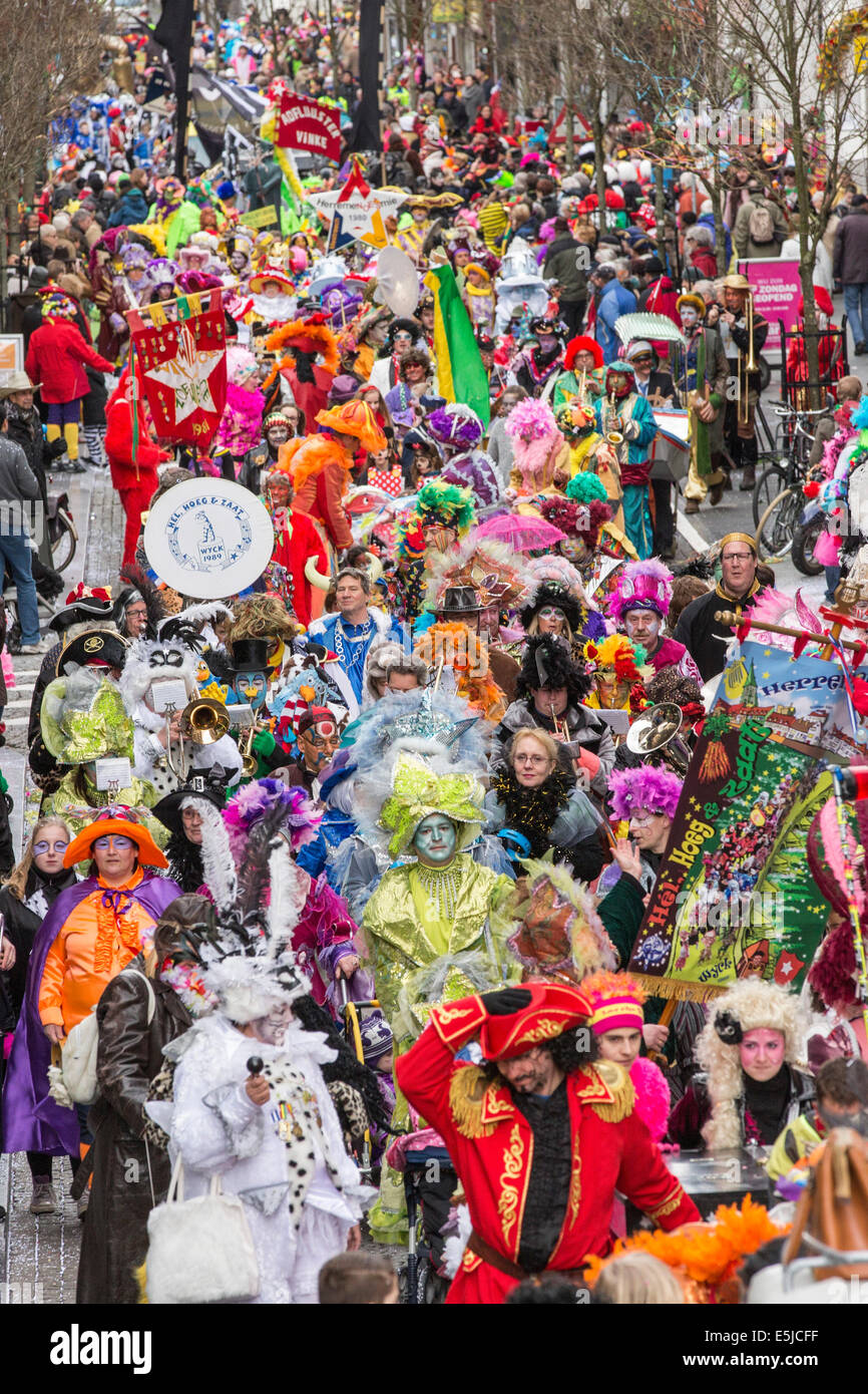 Netherlands, Maastricht, Carnival festival. Costumed people in parade