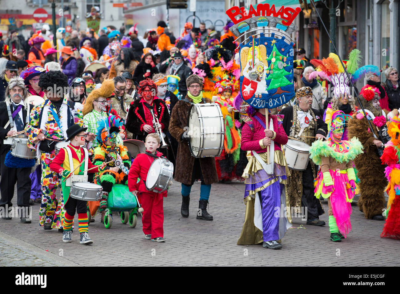 Netherlands, Maastricht, Carnival festival. Costumed people in parade