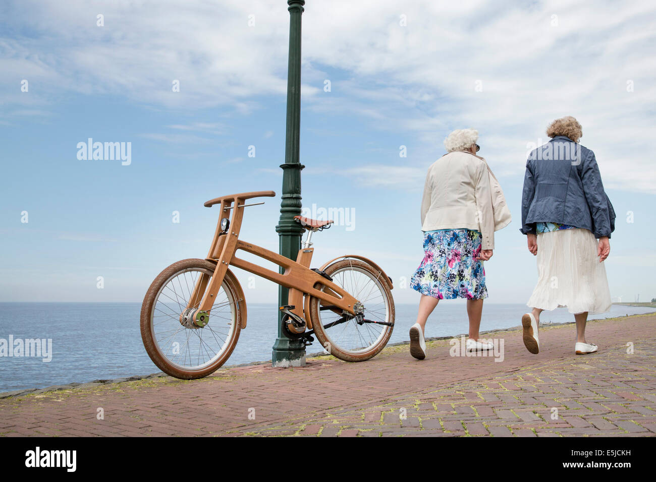 Netherlands, Urk, Bough Bike. The Dutch Design wooden bike is a creation of Jan Gunneweg Stock Photo