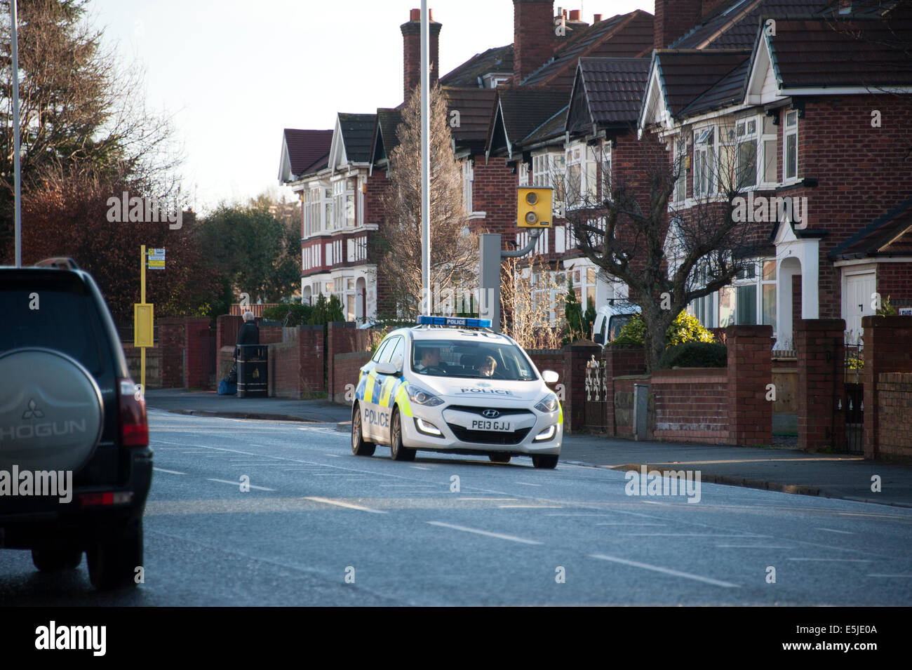 Police car passing Speed Camera Speeding Respond Stock Photo Alamy