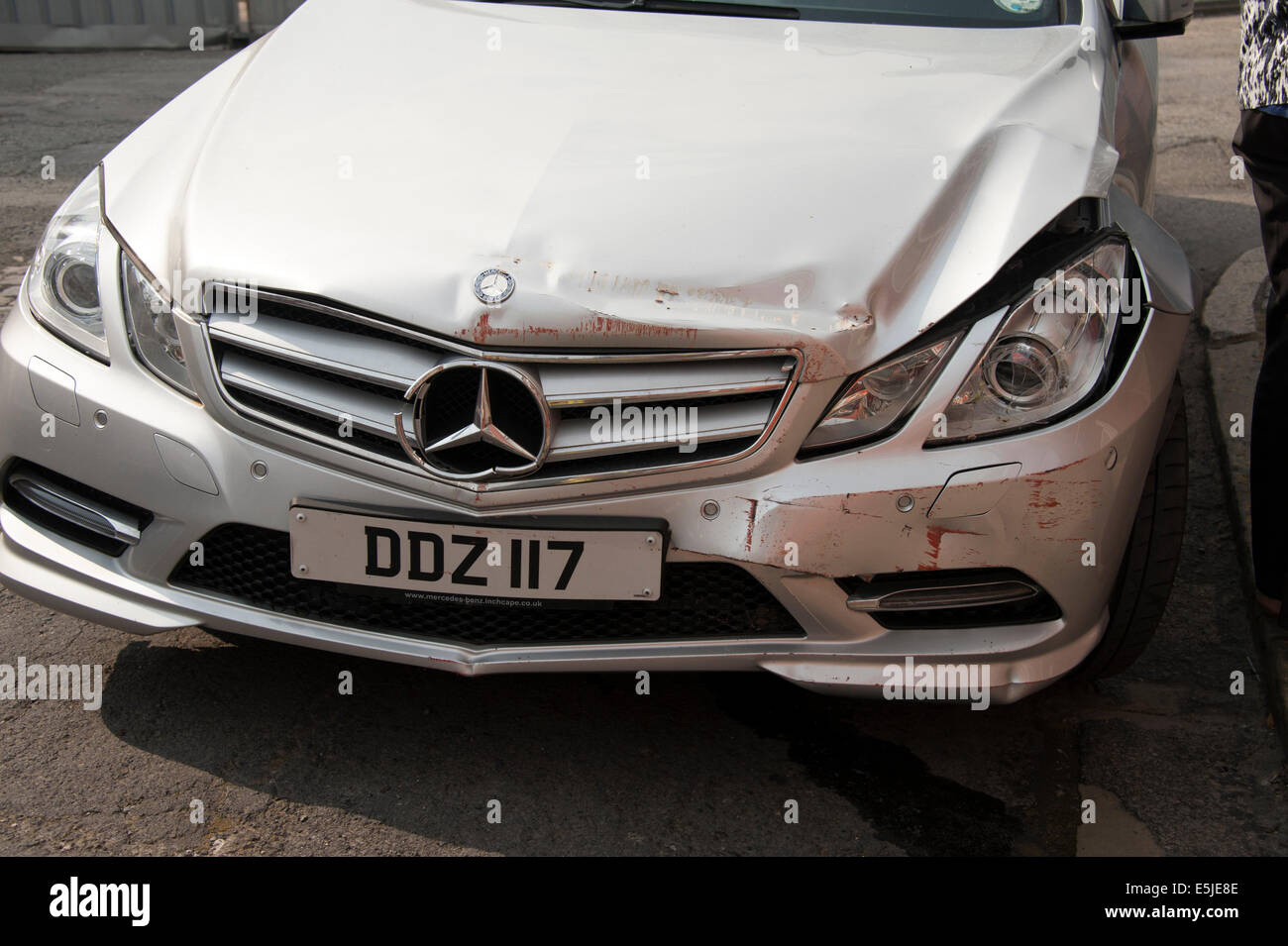 Mercedes Car Crash Dent Dented RTA RTC Collision Stock Photo
