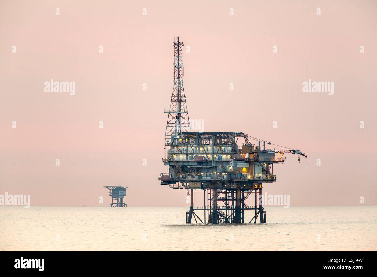 Netherlands, Den Helder, Dutch economic zone on North Sea. Gas production platforms Stock Photo