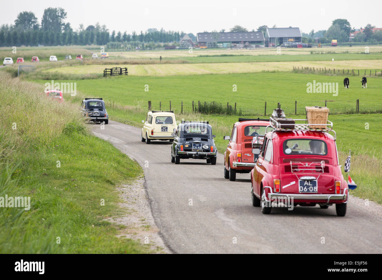 Netherlands, Avenhorn, Vintage Fiat 500 car rally Stock Photo