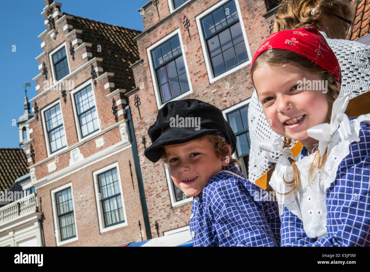 Netherlands, Edam, Cheese market, children in traditional dress Stock Photo