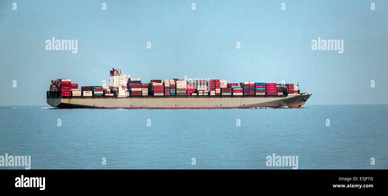 Netherlands, Den Helder, Dutch economic zone on North Sea. Container ship Stock Photo