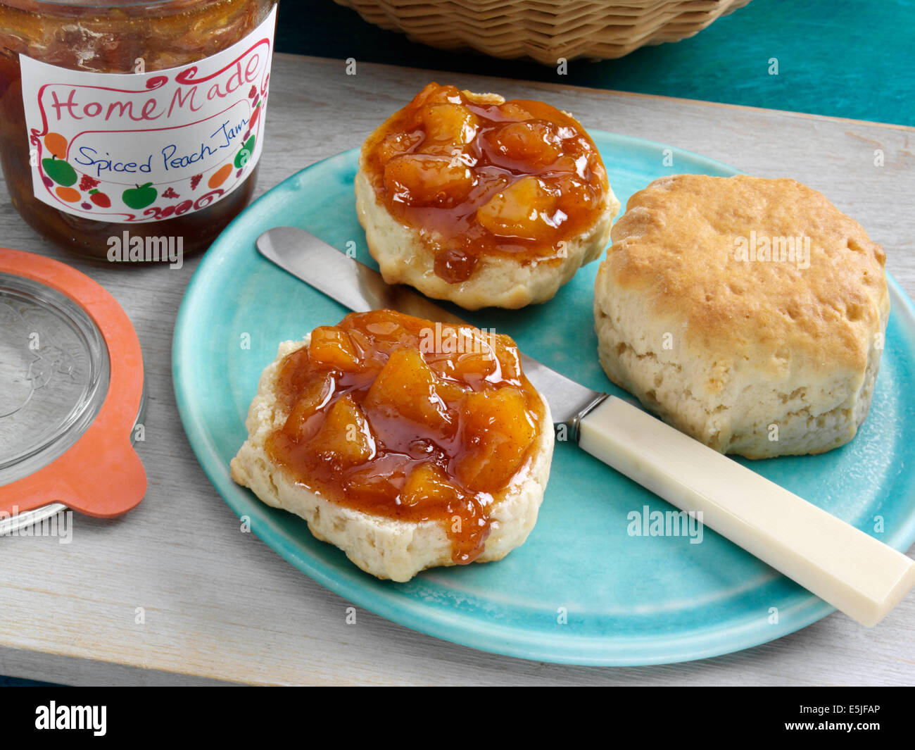 Spiced peach jam Stock Photo