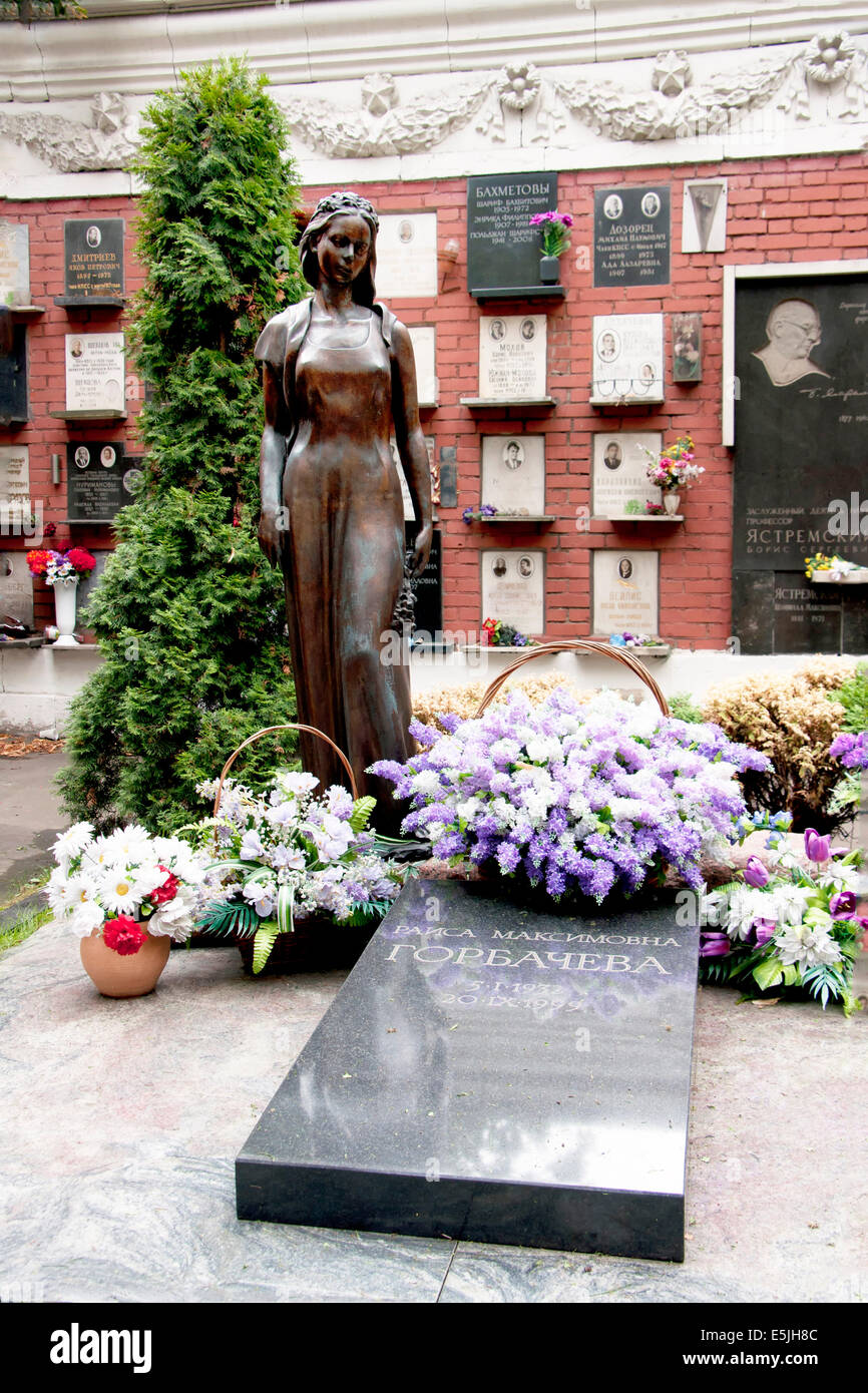 Last resting place of Raisa Gorbachev-Titarenko at the Novodevichy National cemetery in Moscow. Stock Photo