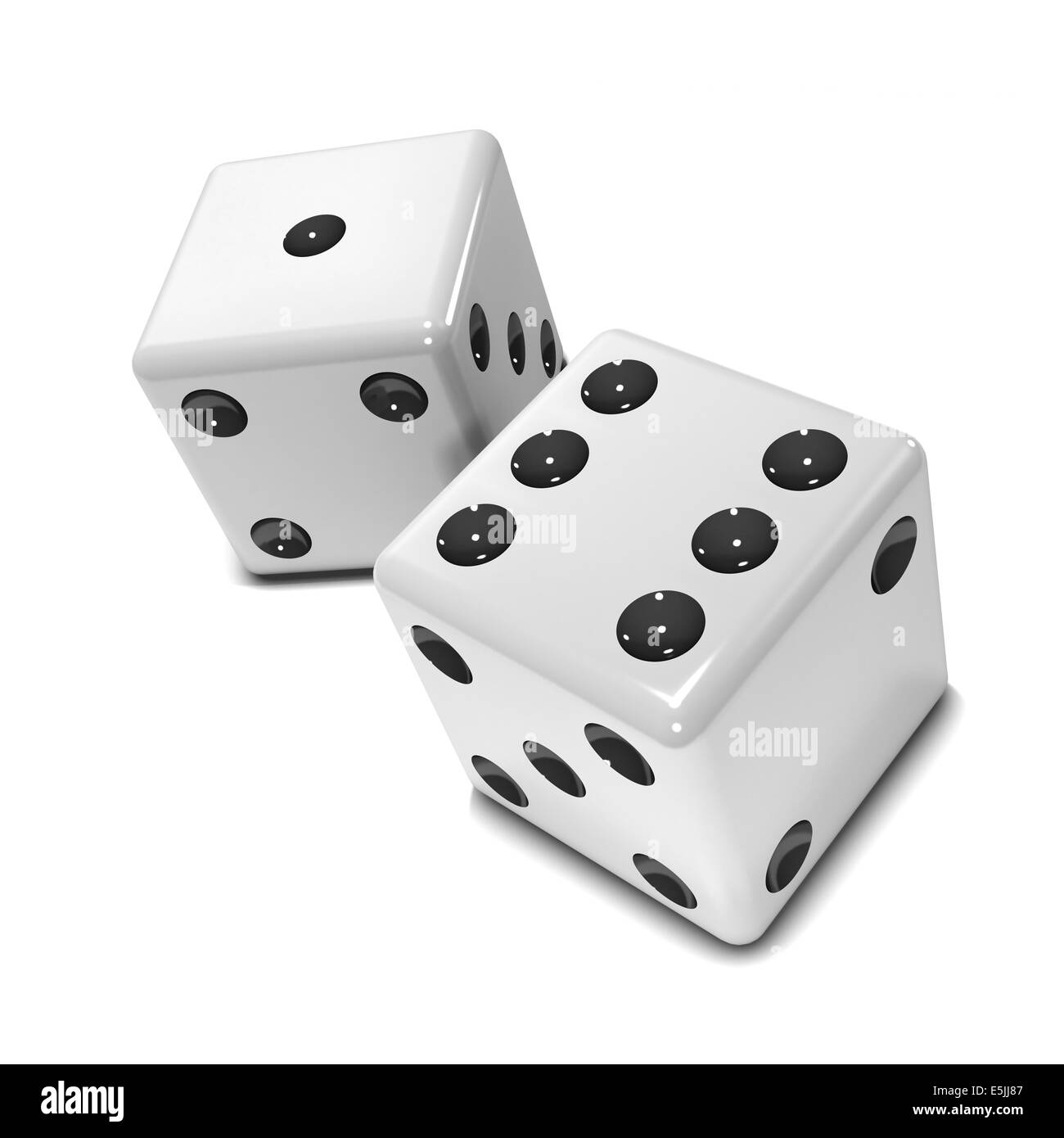 3d render of two white dice Stock Photo Alamy