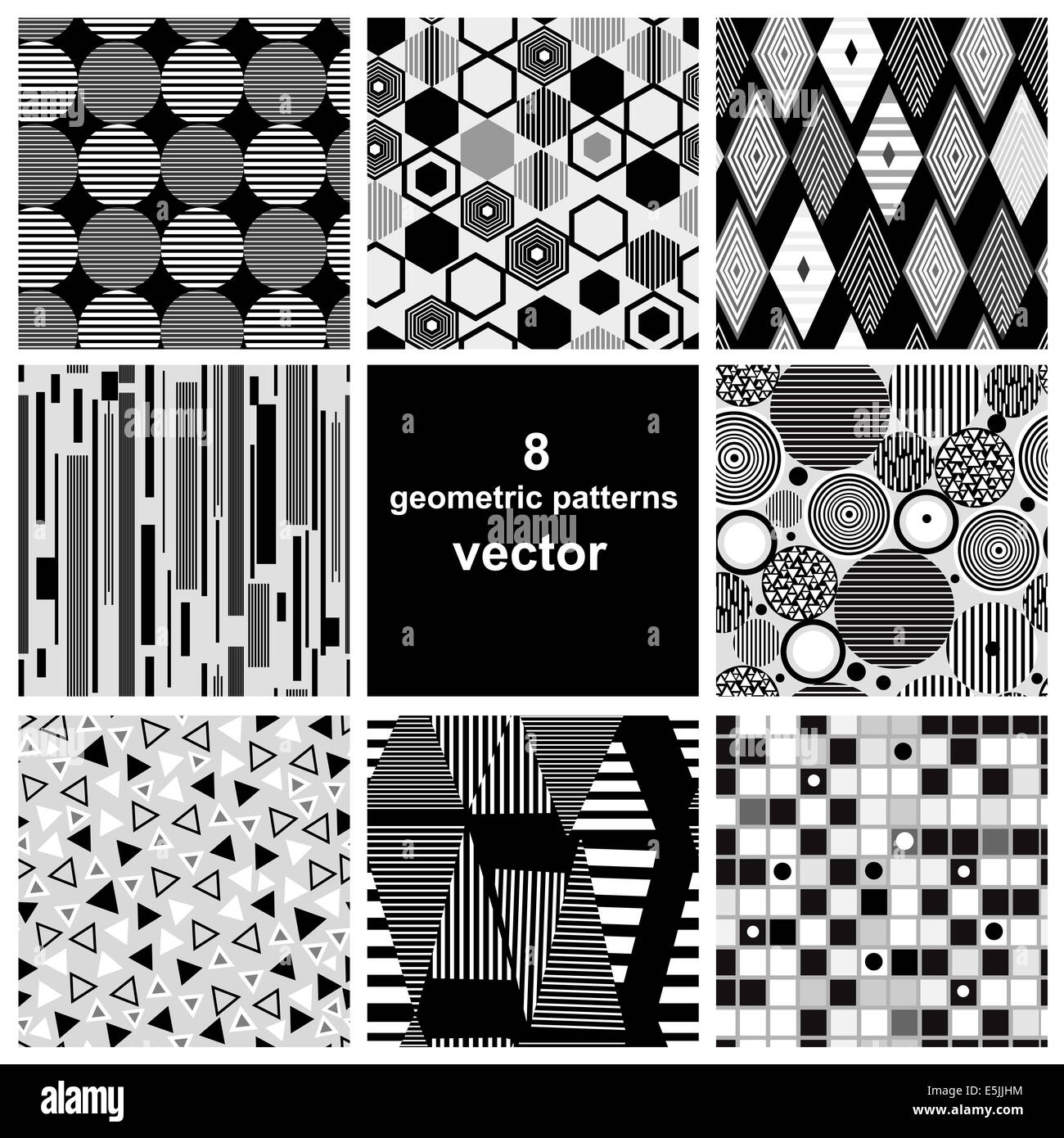 beautiful set of black and white geometric patterns Stock Photo - Alamy