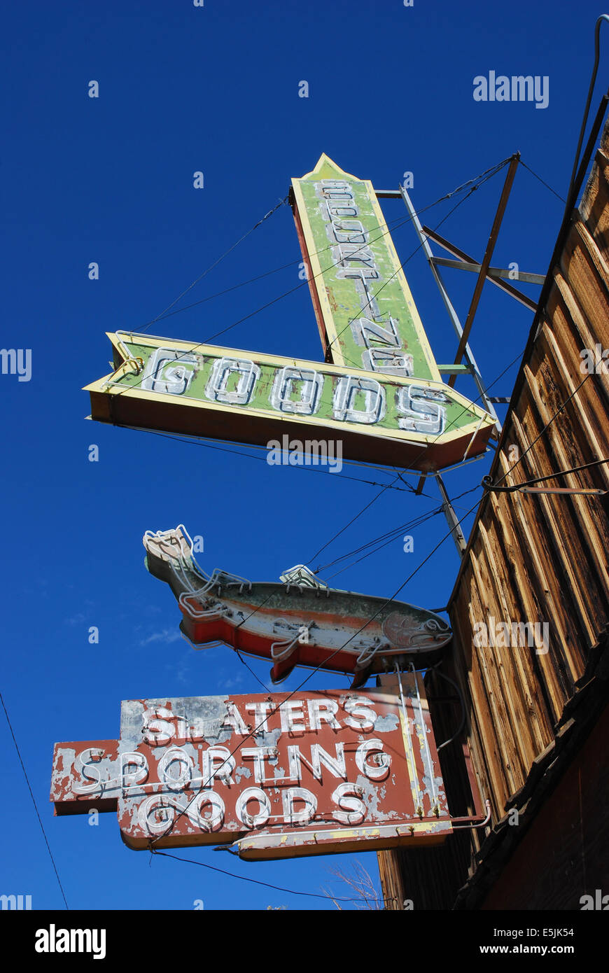 Store signs, Lone Pine, California Stock Photo