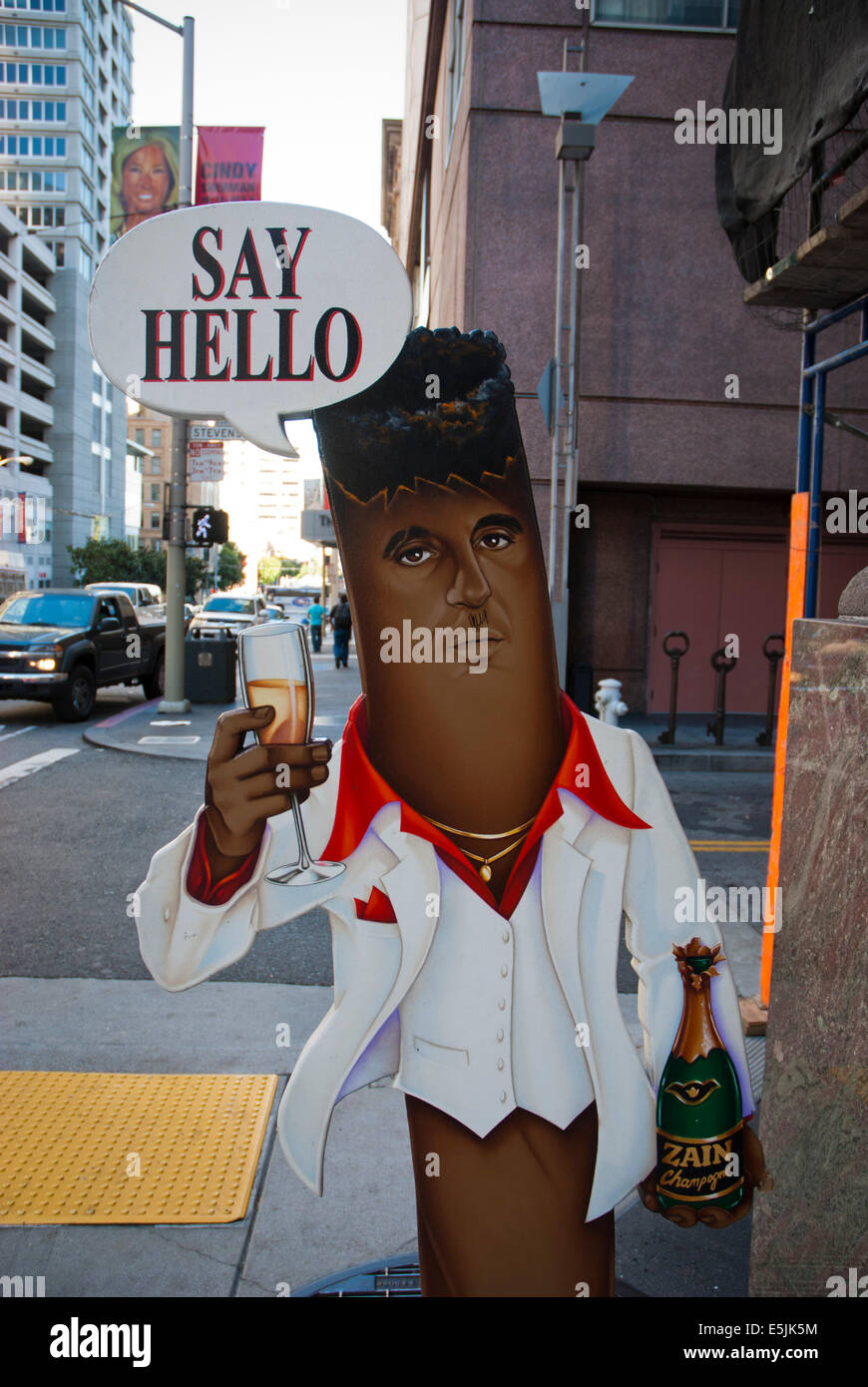 Cigar shop sign, Al Pacino as Scarface. San Francisco USA Stock Photo