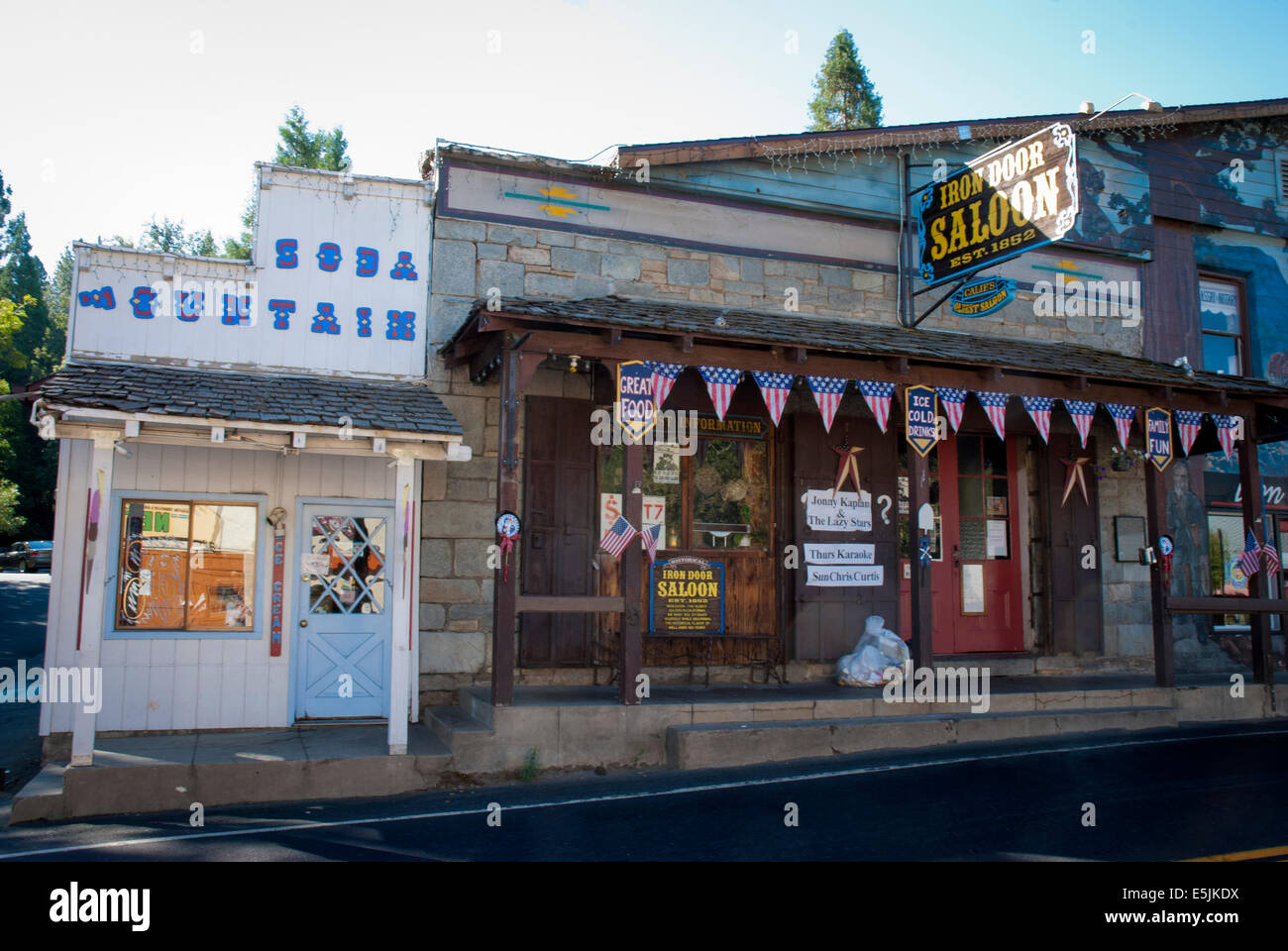 The Iron Door Saloon in Groveland, a pioneer gold rush town on Route 120 near Yosemite National Park, California Stock Photo