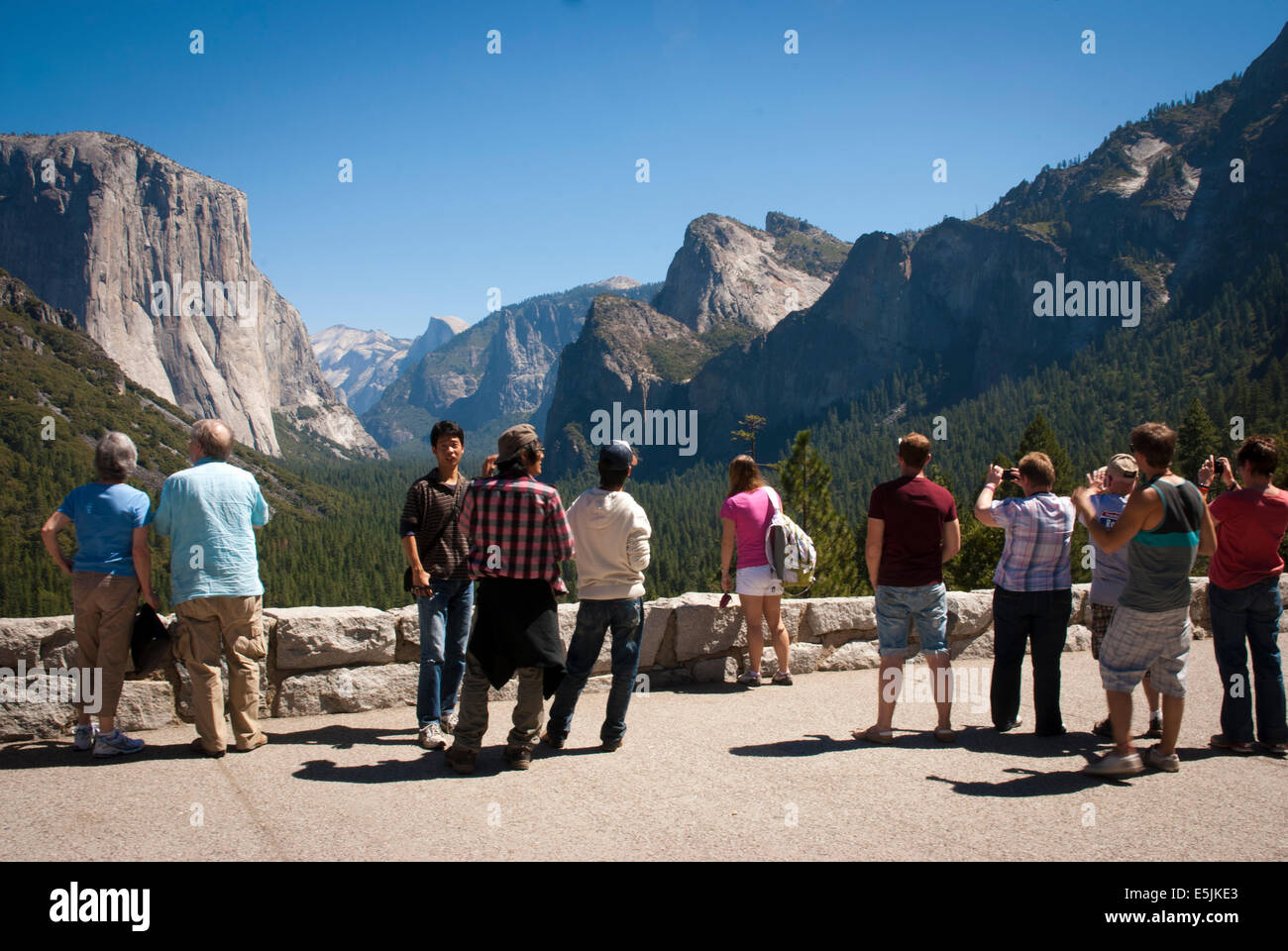 Tourists at Inspiration Point. Yosemite National Park, California USA ...