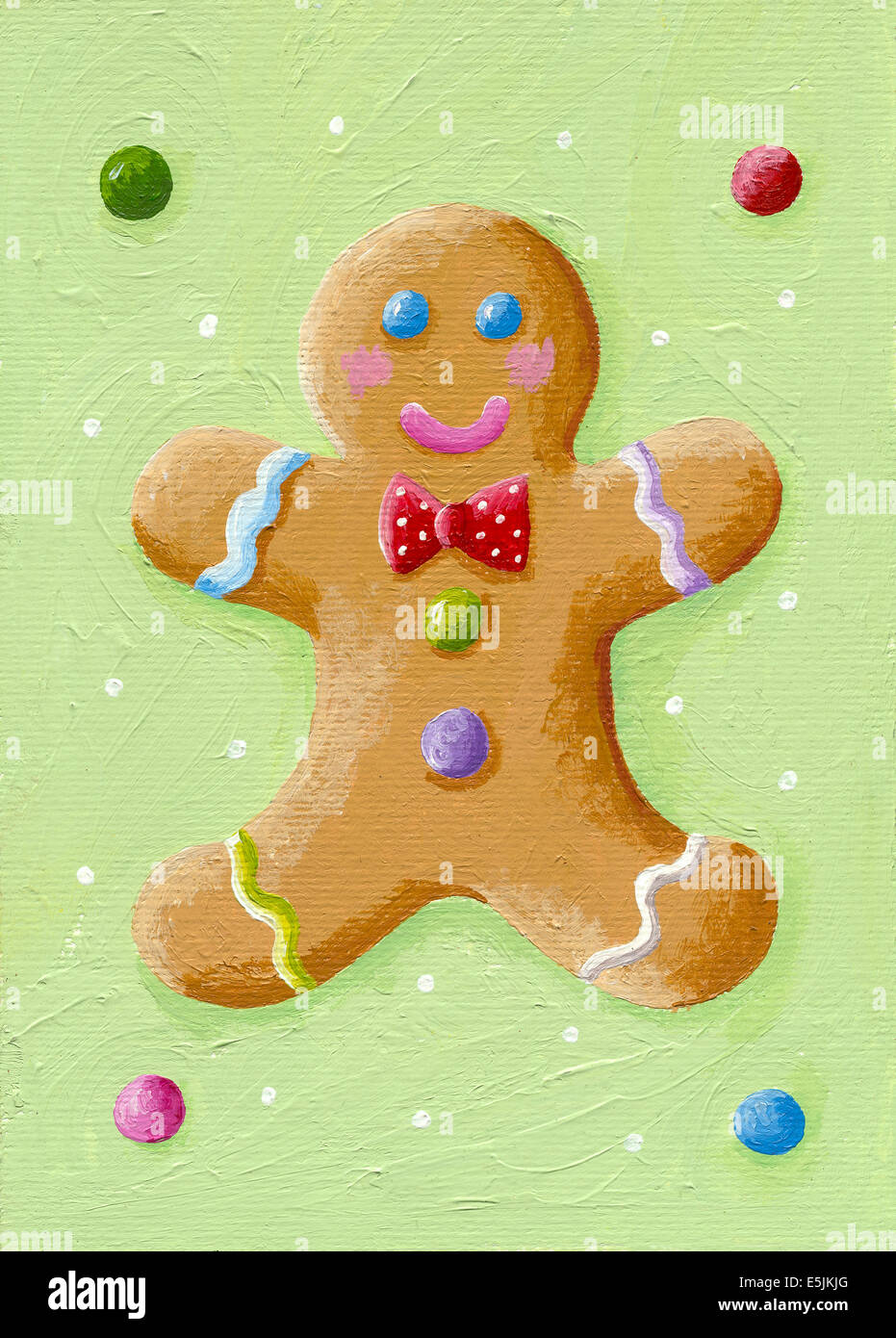 Acrylic illustration of funny gingerbread man Stock Photo - Alamy