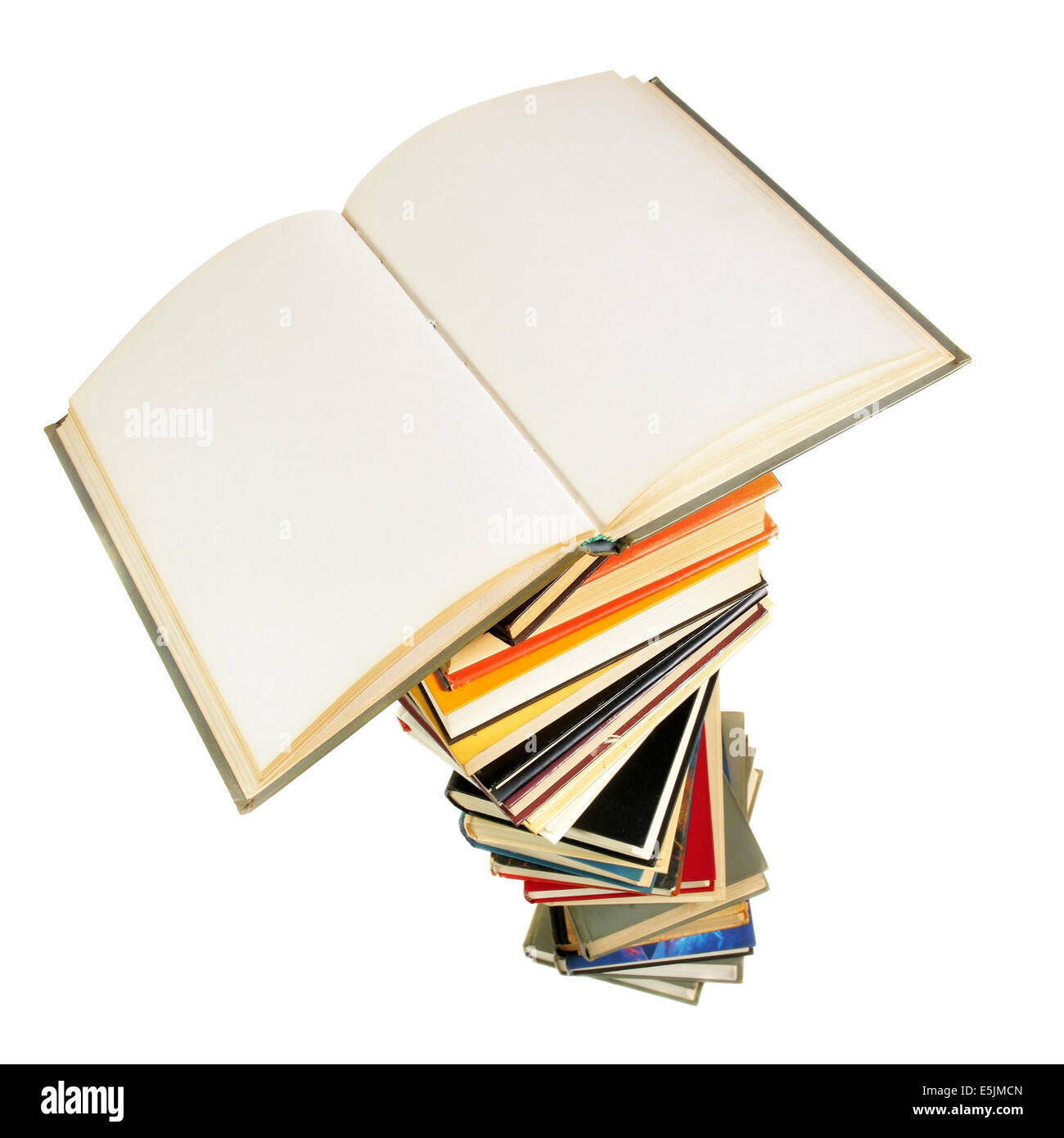 Opened book with blank pages isolated over white background Stock Photo