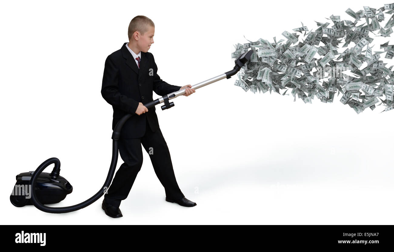 businessman collects money Vacuum Stock Photo Alamy