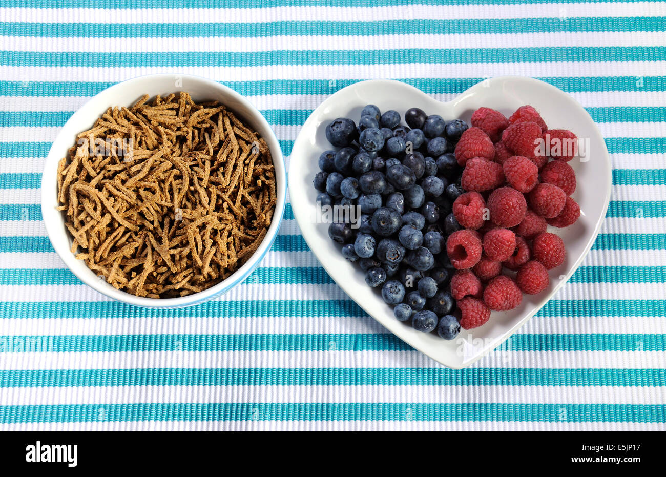 Healthy diet high dietary fiber breakfast with bowl of bran cereal and