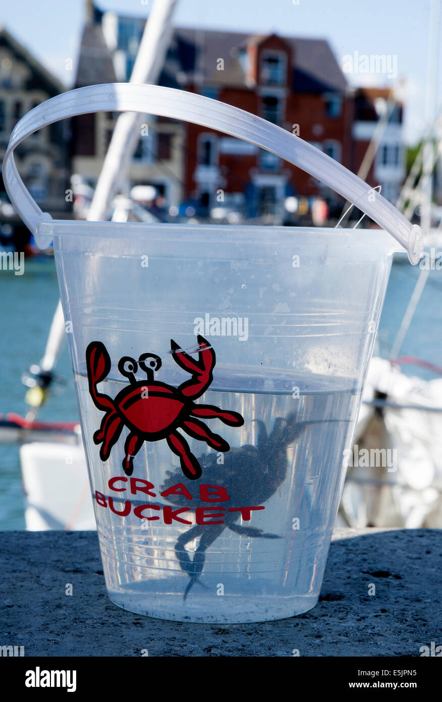 Crab bucket by Weymouth harbour Stock Photo Alamy