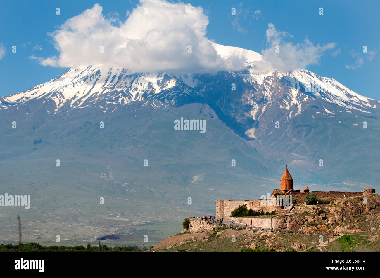 Khor Virap Monastery in front of Mount Ararat, Lusarat, Ararat Province, Armenia Stock Photo
