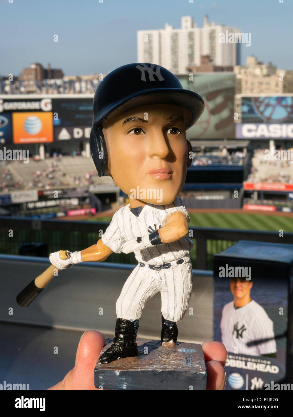 Mark Teixeira Bobblehead  Doll and Yankee Stadium, The Bronx, New York Stock Photo