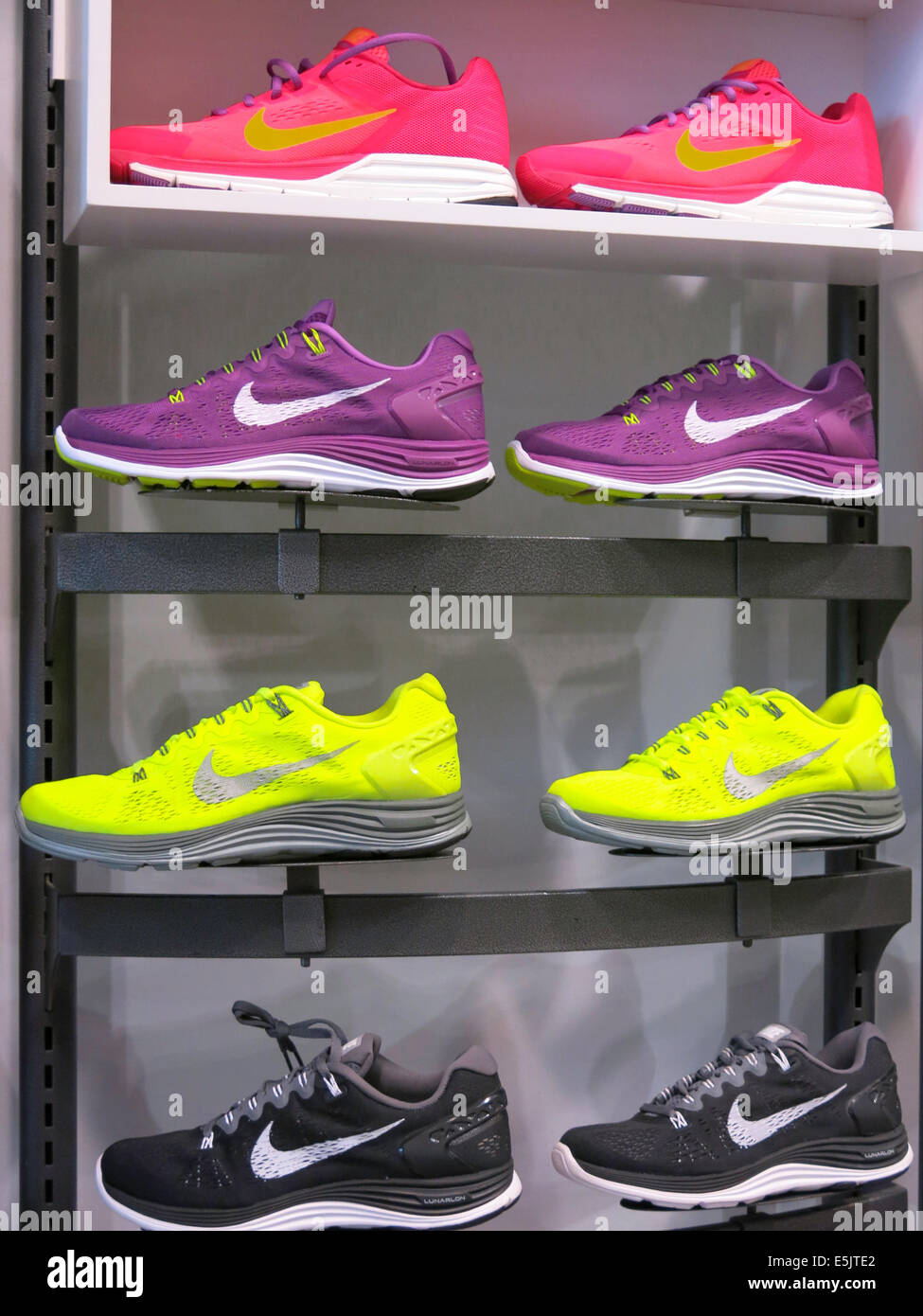 Nike with Swoosh Logo Shoe Display NYC Stock Photo Alamy