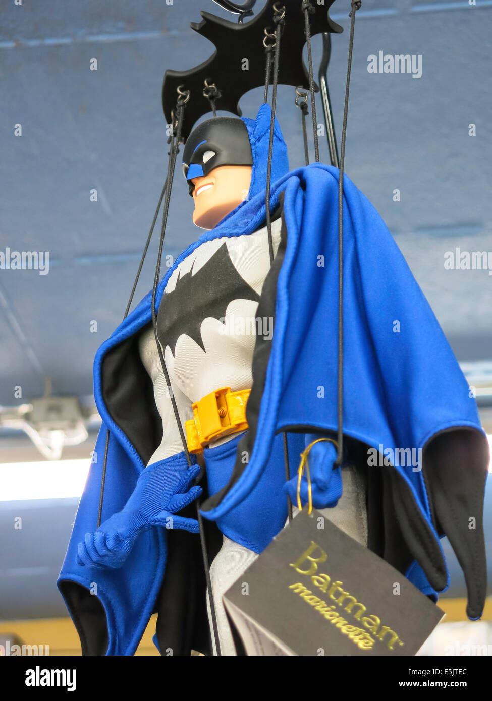 Batman Action Figure Puppet, Midtown Comics Store, Times Square, NYC, USA Stock Photo