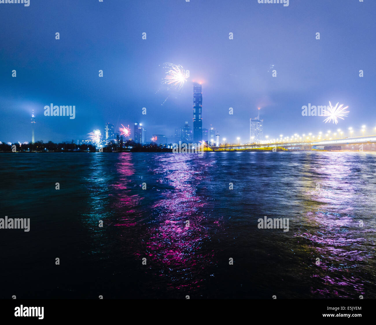 Vienna, Austria, new years eve, silvester, fireworks, river Danube