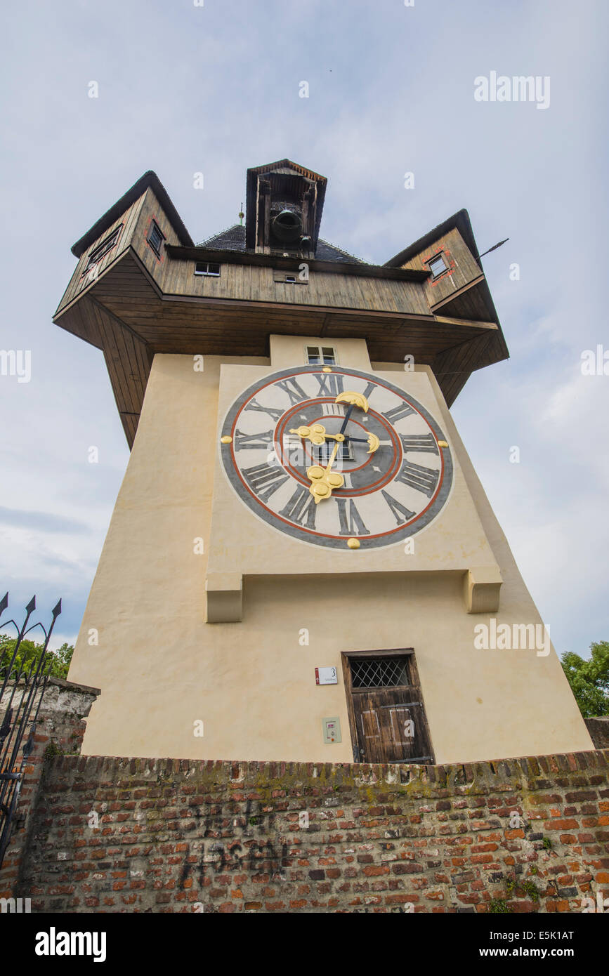 Graz, building Uhrturm, clock tower Stock Photo