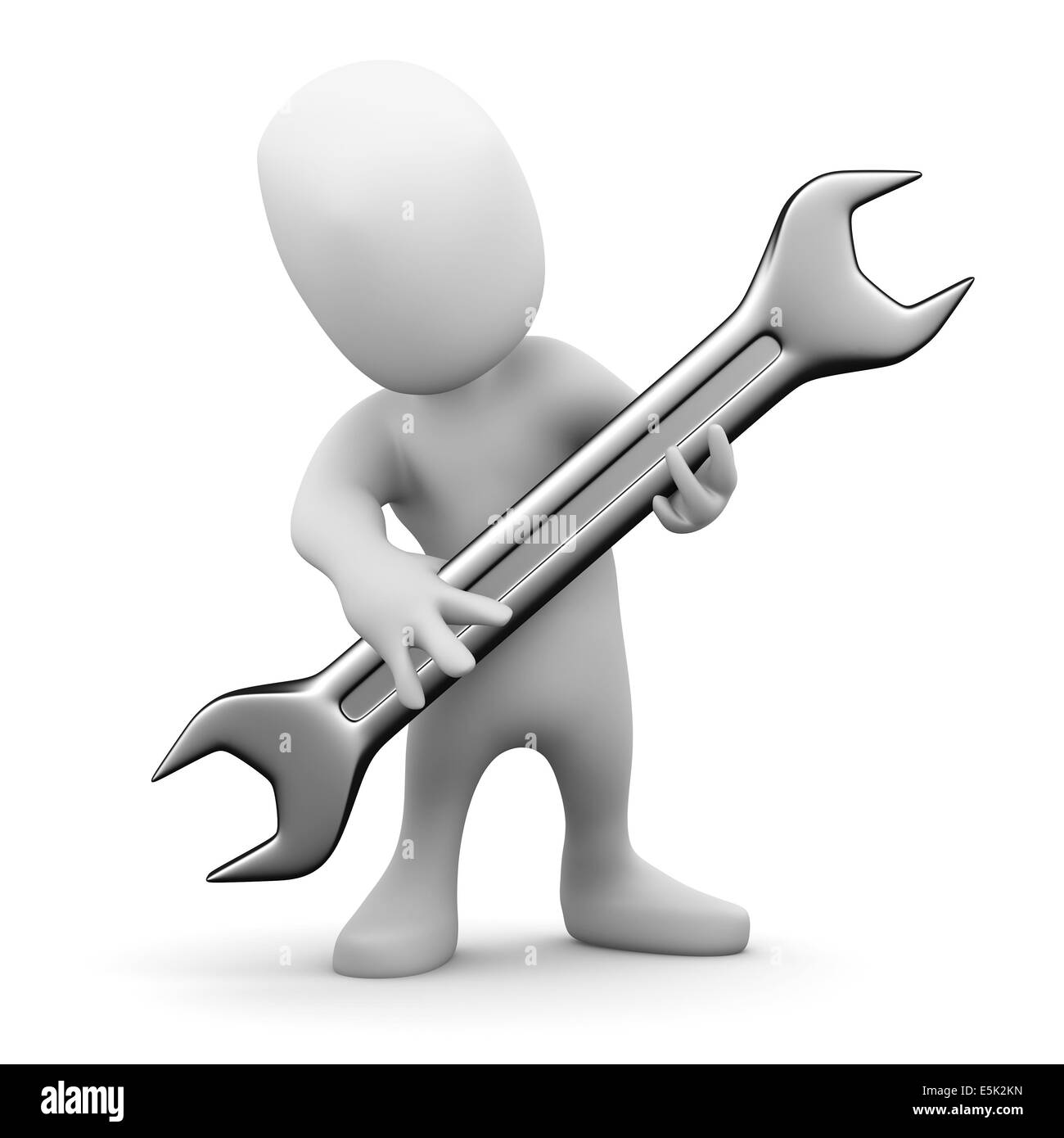 3d render of a little person holding a spanner Stock Photo Alamy