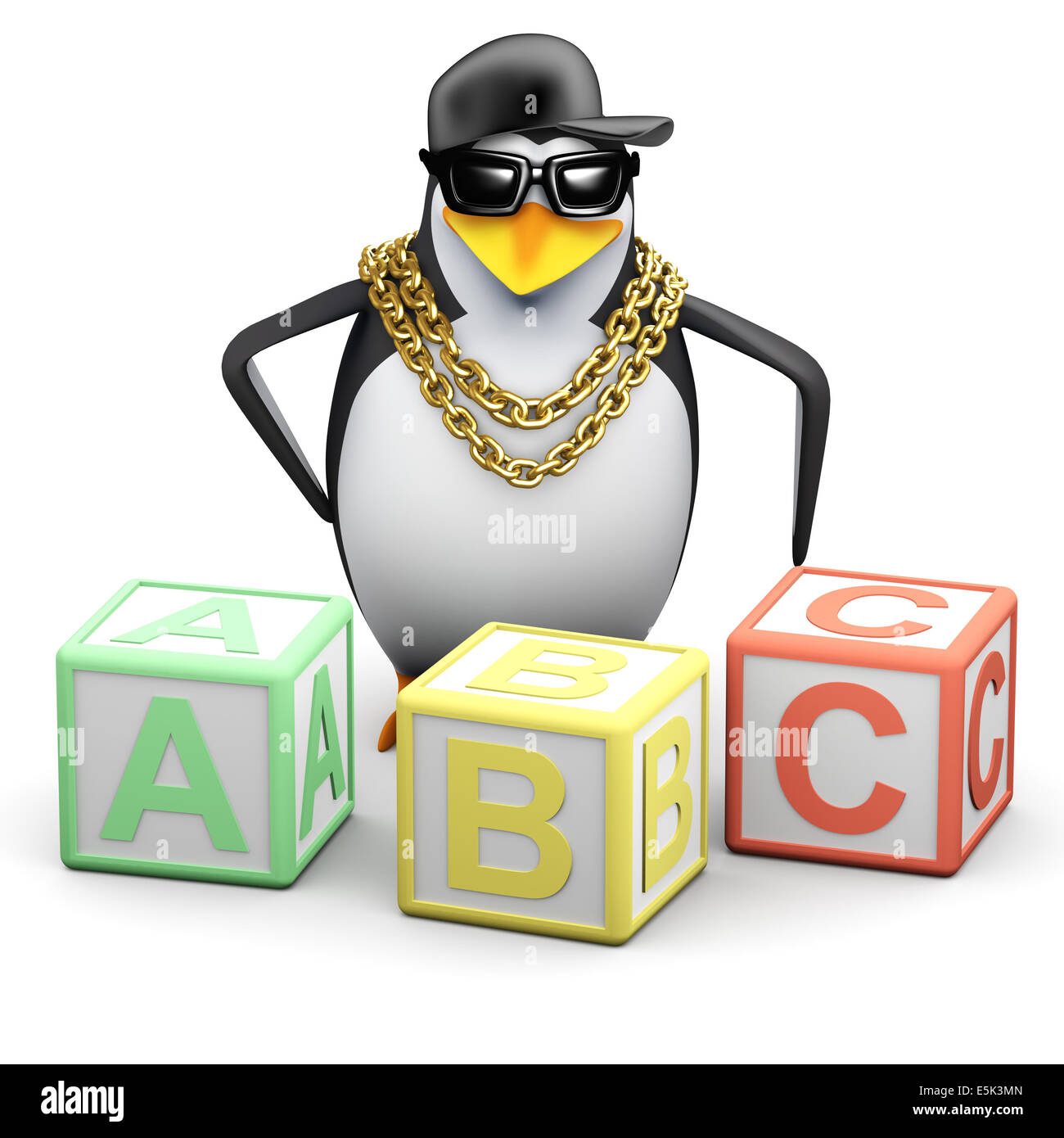 3d render of a penguin teaching the alphabet Stock Photo