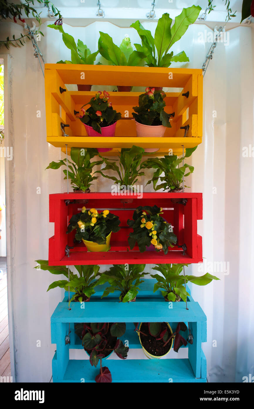 Creative rack that can cater many flower pots Stock Photo - Alamy