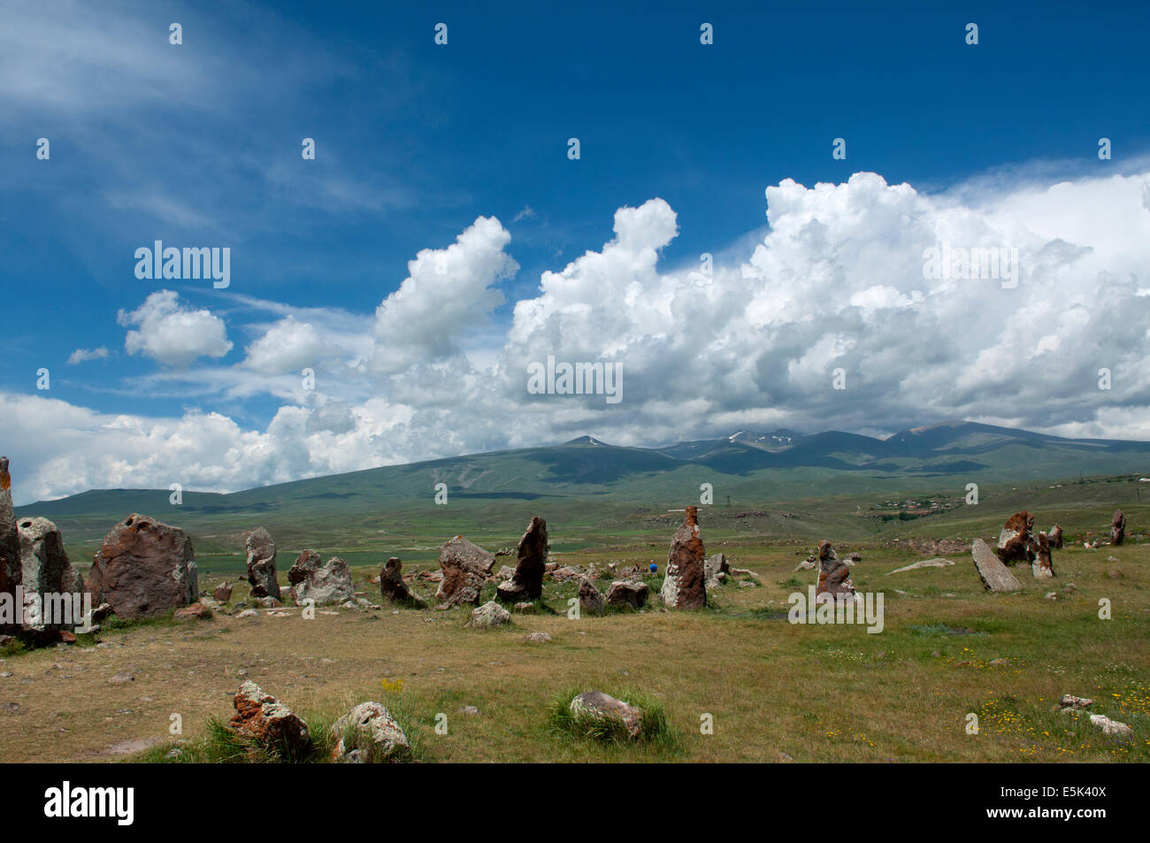 Zorats Karer (Karahunj) prehistoric archaeological site, Armenia Stock Photo