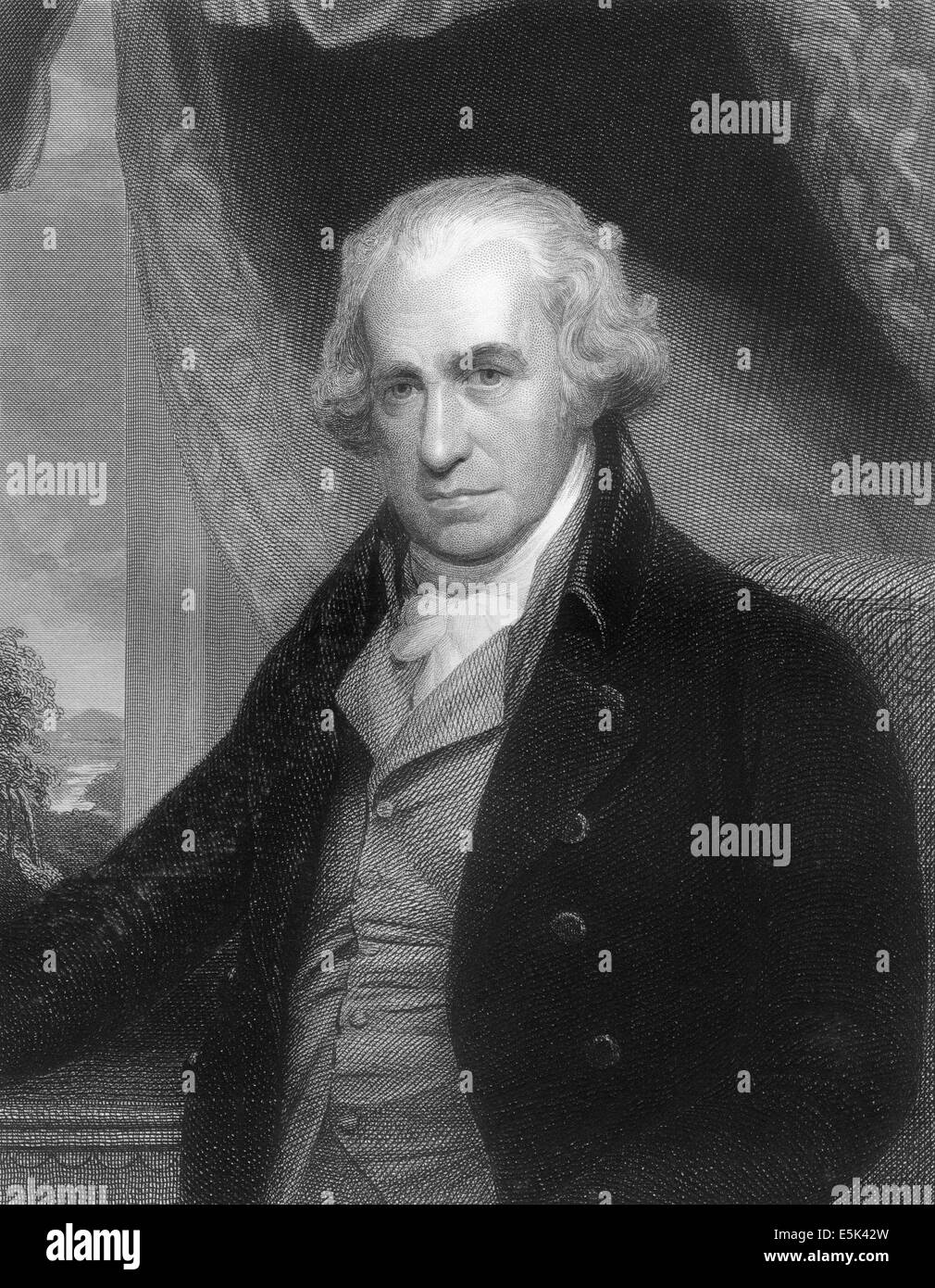 James Watt, 1736 - 1819, Scottish inventor of the steam engine, Stock Photo