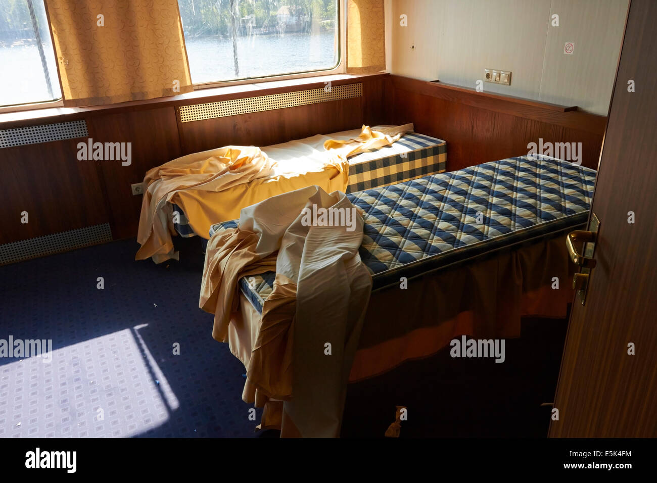 abandoned cruise ship cabin interior Stock Photo