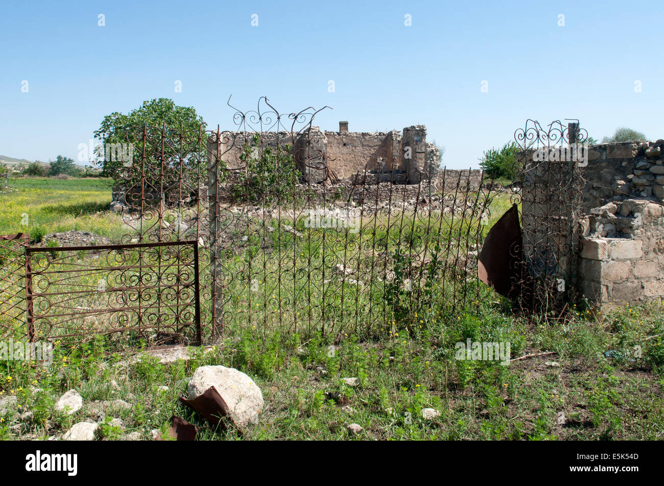 Destroyed house, Agdam ghost town, unrecognized state of Nagorno-Karabakh Stock Photo
