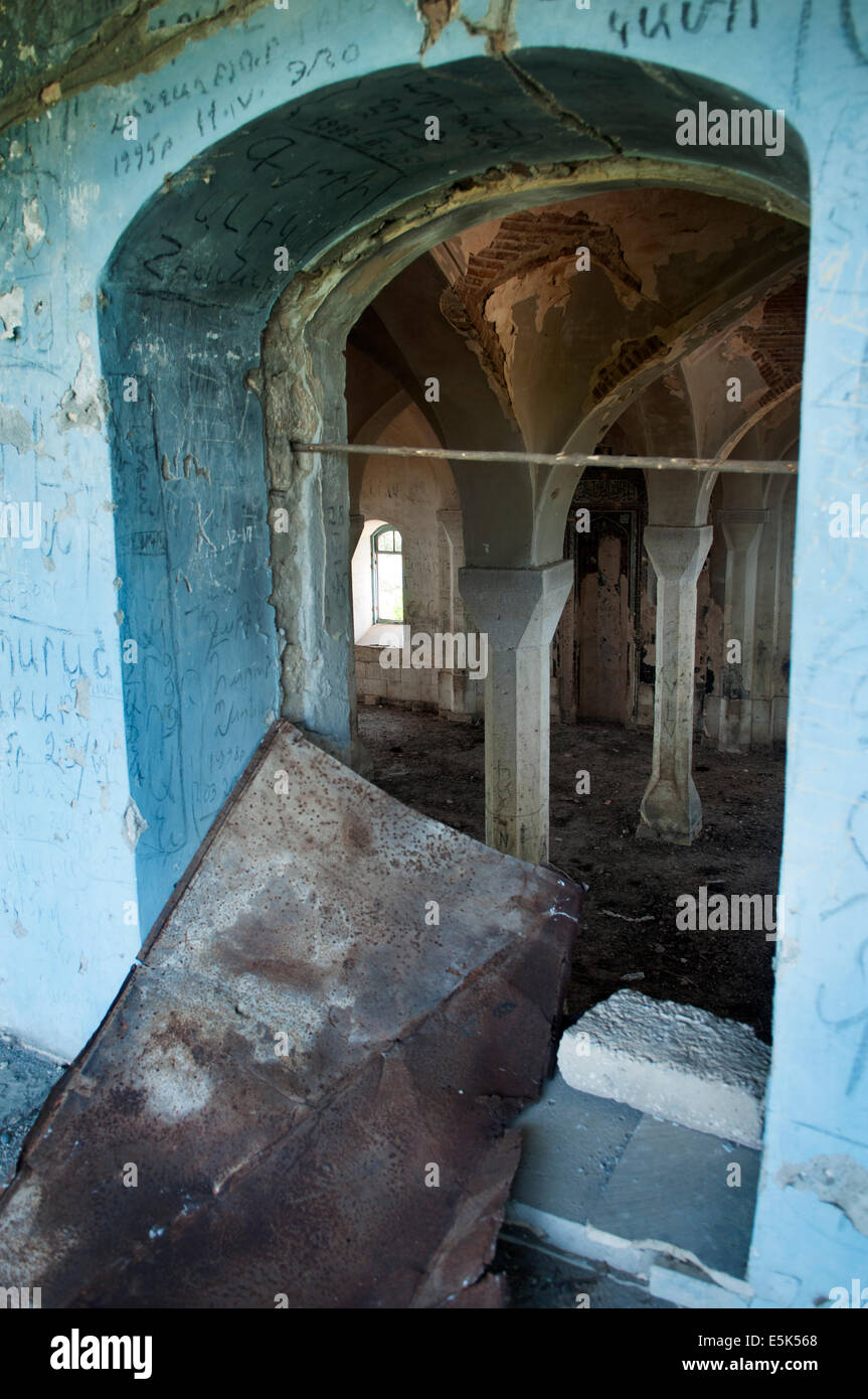 Abandoned ancient Persian Mosque, Agdam ghost town, unrecognized state of Nagorno-Karabakh Stock Photo