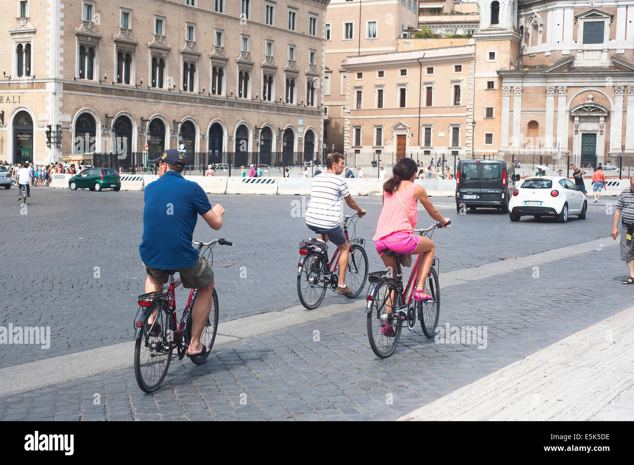Rome, Italy 2014 - Cyclists in city center Stock Photo