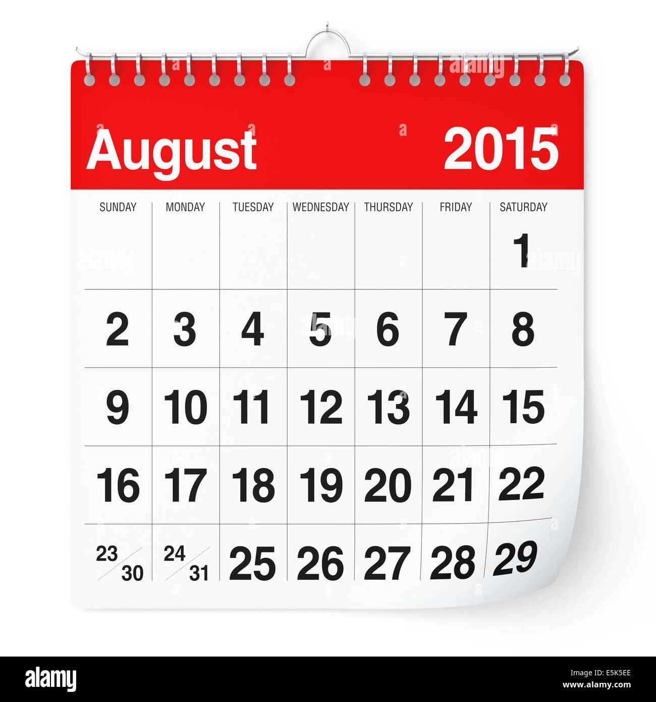 August 15 Calendar Stock Photo Alamy