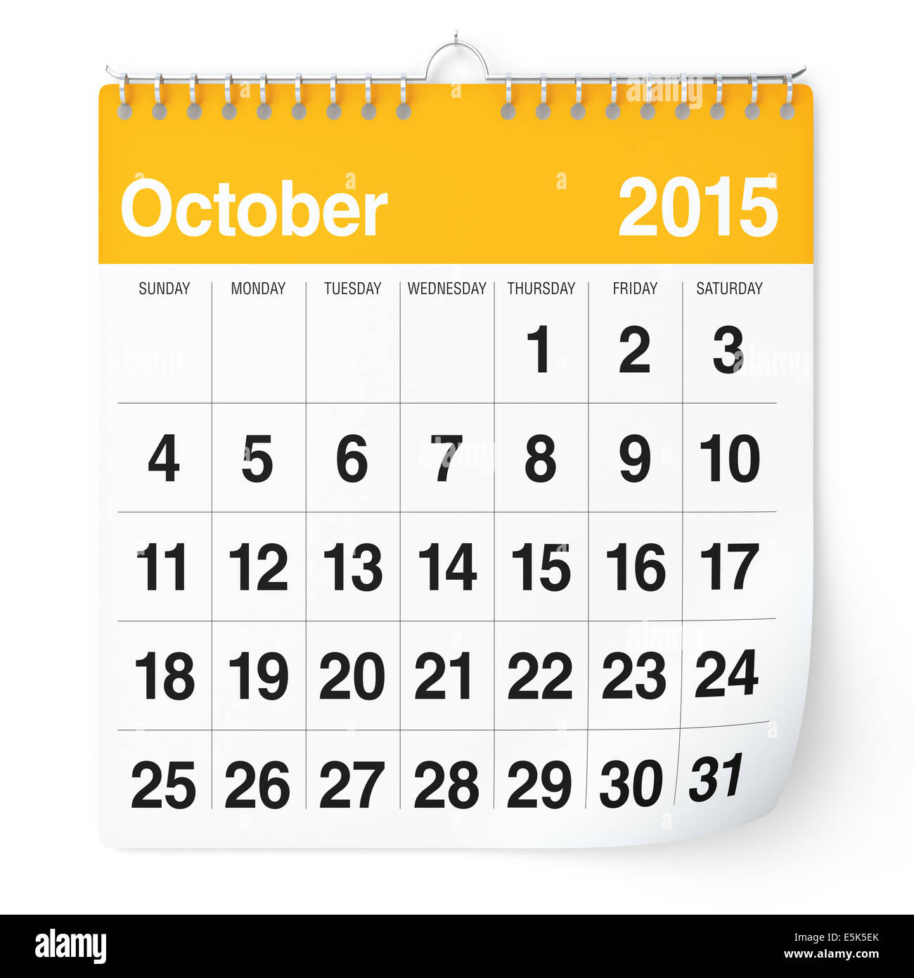 October 15 Calendar Stock Photo Alamy