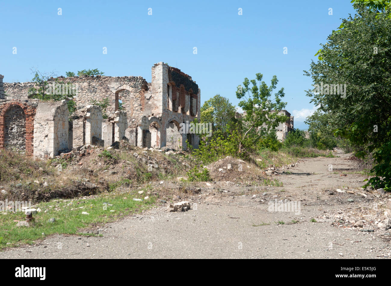 Destroyed building, Agdam ghost town, unrecognized state of Nagorno-Karabakh Stock Photo