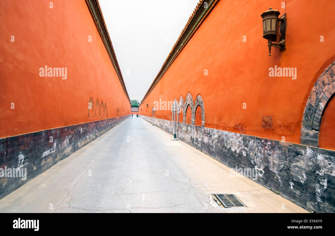 Long walkway: passageway or road in the Forbidden City, Imperial Palace, Beijing, China Stock Photo