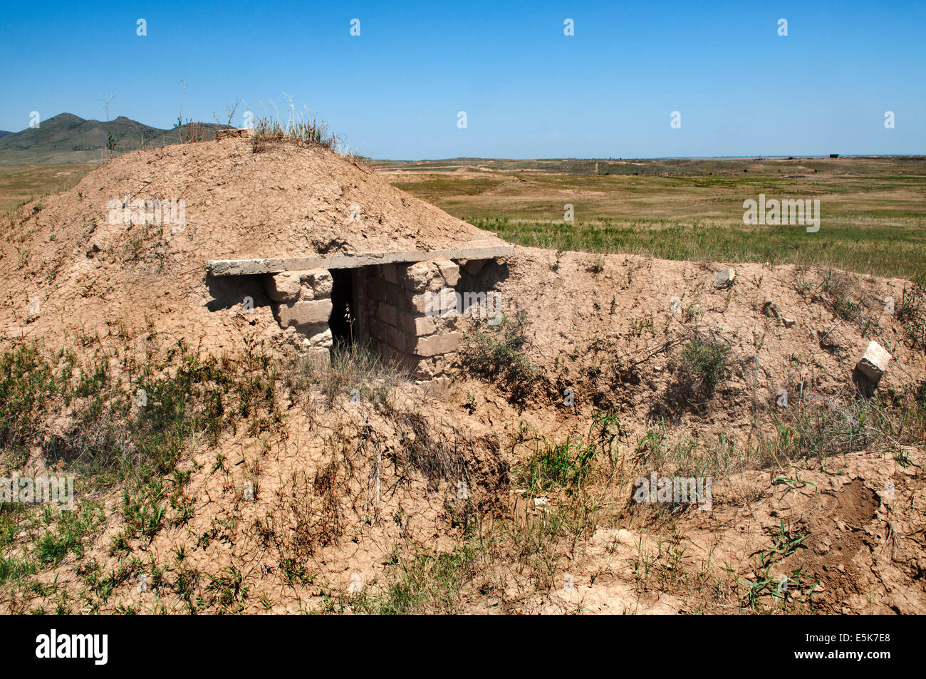 Foxhole close to Agdam, unrecognized state of Nagorno-Karabakh Stock Photo