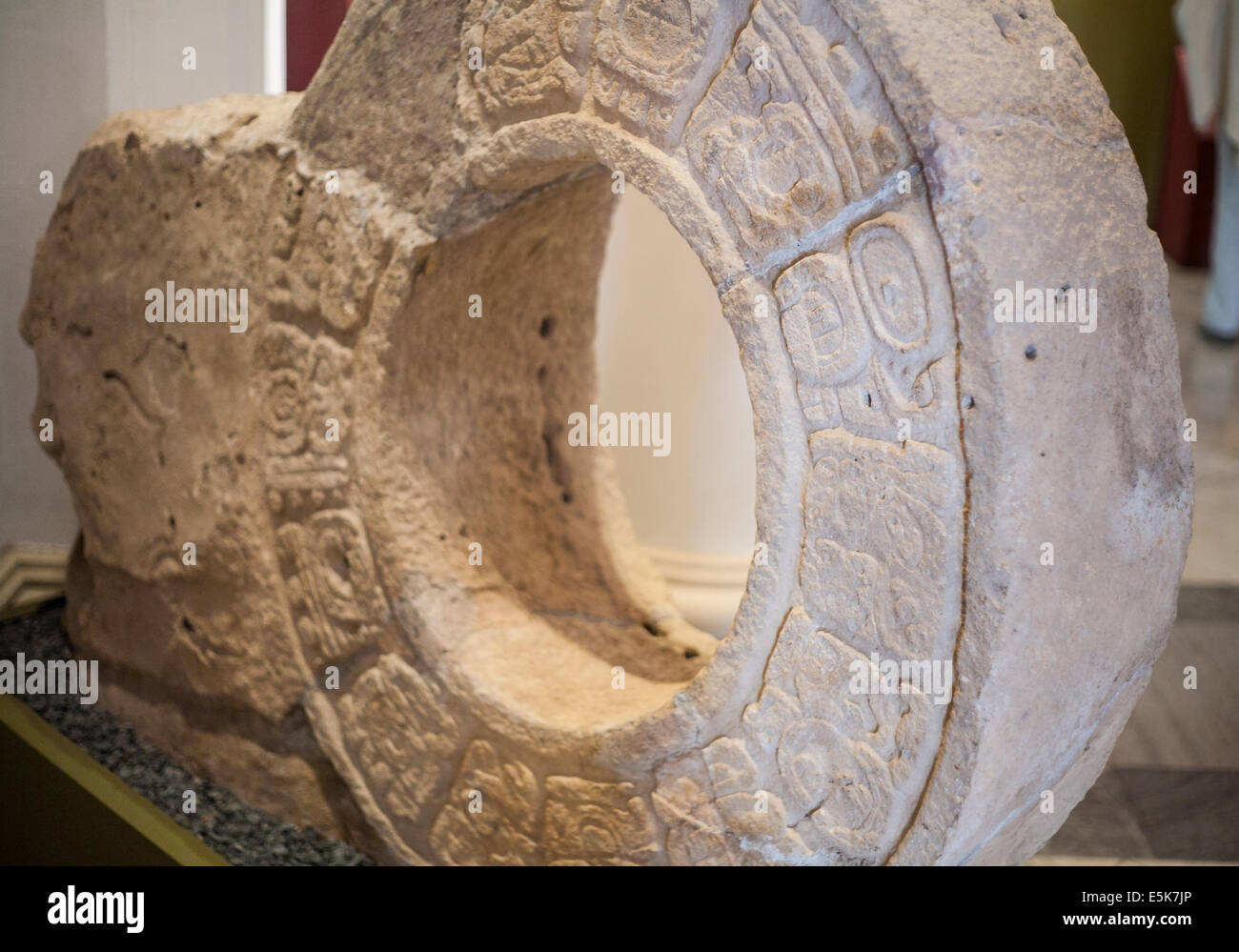 Detail of a Mayan Ball Court Goal. Mayan artifact displayed in the museum in Merida. Recovered