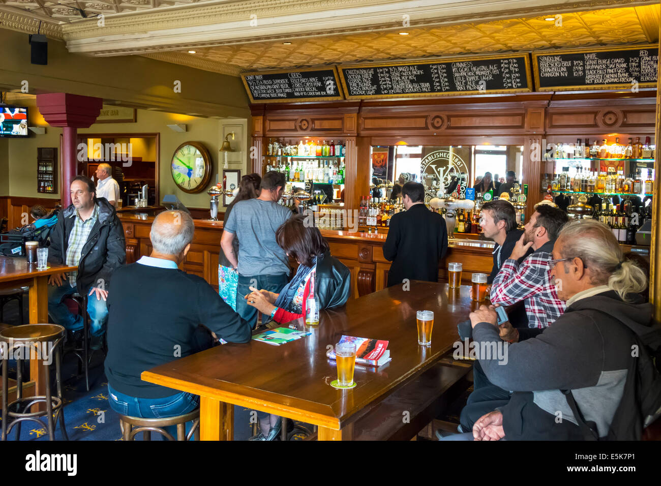 Melbourne Australia,Flinders Street,Young & Jackson Bar & Brasserie,Chloe's Rooms,pub,interior inside,man men male,woman female women,drink drinks dri Stock Photo