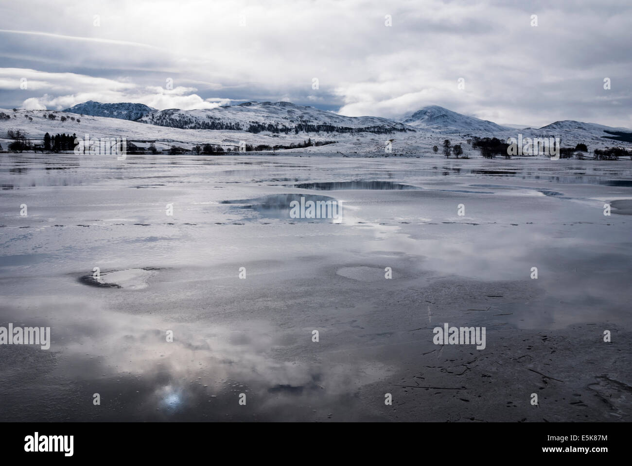 Looking across Loch Rannoch, Loch Raineach, in winter, Scotland. Stock Photo
